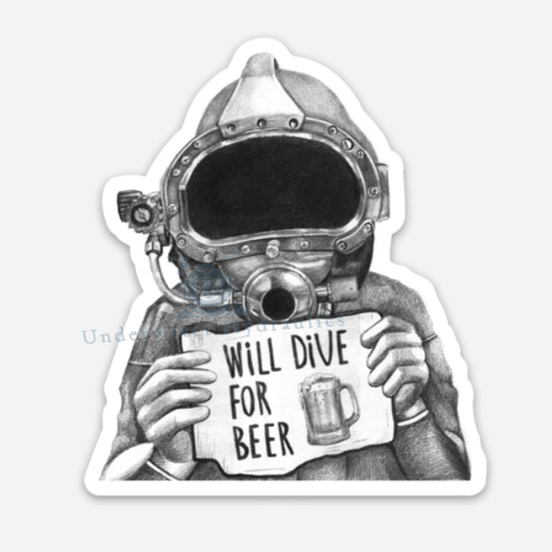 Underwater Hydraulics, Dive For Beer Sticker