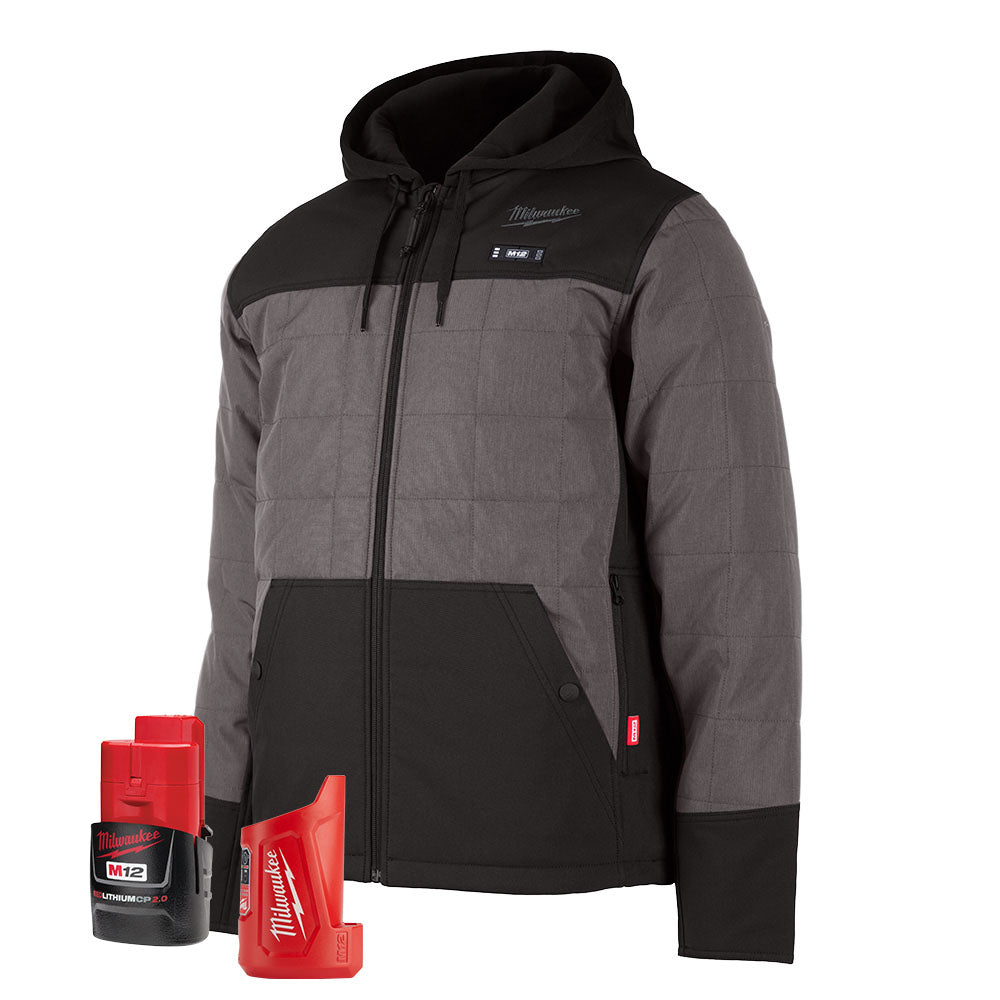 Milwaukee, Milwaukee 205G-21 M12 Heated AXIS Hooded Jacket Kit Gray